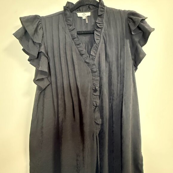 NWT Entro Black Ruffle Sleeve Pleated Tunic Top Women's Size Medium - Picture 3 of 10